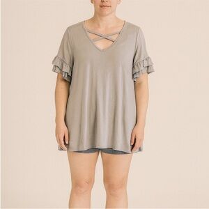 Francesca's Bohemian Cottagecore Ruffle Detail Top Size Medium